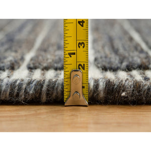 8'x9'10" Charcoal Gray, Modern Natural Wool Box Design, Loomed Knotted With Plain Decor, Oriental Rug FWR541122