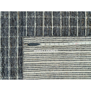 8'x9'10" Charcoal Gray, Modern Natural Wool Box Design, Loomed Knotted With Plain Decor, Oriental Rug FWR541122