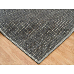 12'x14'9" Jet Gray, Modern Box Design and Plain Decor, Soft Wool, Loomed Knotted, Oversized Oriental Rug FWR541128