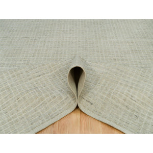 12'x14'9" Shadow White, Plain Decor, Modern Box Design, Loom Knotted Pure Wool Oriental Oversized Rug FWR541134