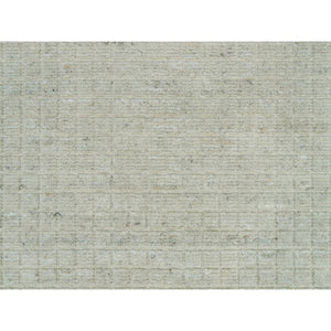 12'x14'9" Shadow White, Plain Decor, Modern Box Design, Loom Knotted Pure Wool Oriental Oversized Rug FWR541134
