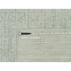 12'x14'9" Shadow White, Plain Decor, Modern Box Design, Loom Knotted Pure Wool Oriental Oversized Rug FWR541134
