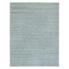 Load image into Gallery viewer, 9&#39;1&quot;x11&#39;10&quot; Cambridge Blue, Modern Box Design with Plain Decor Loomed Knotted, Natural Wool, Oriental Rug FWR541152