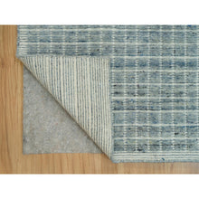 Load image into Gallery viewer, 9&#39;1&quot;x11&#39;10&quot; Cambridge Blue, Modern Box Design with Plain Decor Loomed Knotted, Natural Wool, Oriental Rug FWR541152