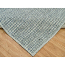 Load image into Gallery viewer, 9&#39;1&quot;x11&#39;10&quot; Cambridge Blue, Modern Box Design with Plain Decor Loomed Knotted, Natural Wool, Oriental Rug FWR541152