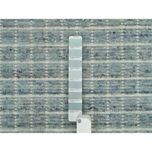 Load image into Gallery viewer, 9&#39;1&quot;x11&#39;10&quot; Cambridge Blue, Modern Box Design with Plain Decor Loomed Knotted, Natural Wool, Oriental Rug FWR541152