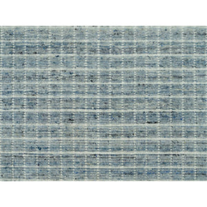 9'1"x11'10" Cambridge Blue, Modern Box Design with Plain Decor Loomed Knotted, Natural Wool, Oriental Rug FWR541152