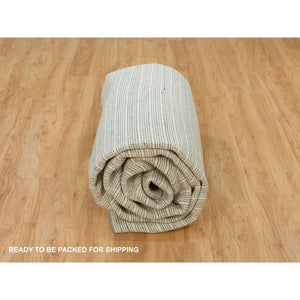 9'1"x11'10" Cambridge Blue, Modern Box Design with Plain Decor Loomed Knotted, Natural Wool, Oriental Rug FWR541152