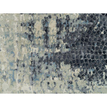 Load image into Gallery viewer, 2&#39;6&quot;x12&#39; Nevada Gray, Tone On Tone, Modern Abstract With Mosaic Design, Wool And Silk Hand Knotted, Densely Woven, Vegetable Dyes, Runner Oriental Rug FWR541188