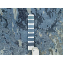 Load image into Gallery viewer, 2&#39;6&quot;x8&#39; Yonder Blue, Hi And Low Pile, Modern Abstract Galaxy Design, Wool And Silk, Hand Knotted, Runner Oriental Rug FWR541194