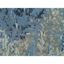 Load image into Gallery viewer, 2&#39;6&quot;x8&#39; Yonder Blue, Hi And Low Pile, Modern Abstract Galaxy Design, Wool And Silk, Hand Knotted, Runner Oriental Rug FWR541194