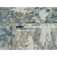 Load image into Gallery viewer, 2&#39;6&quot;x8&#39; Yonder Blue, Hi And Low Pile, Modern Abstract Galaxy Design, Wool And Silk, Hand Knotted, Runner Oriental Rug FWR541194