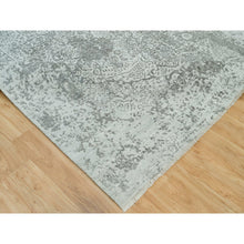 Load image into Gallery viewer, 8&#39;x10&#39;1&quot; Pale Smoke And Trout Gray, Hand Knotted, Broken Wool And Silk Persian Design, Oriental Rug FWR541200
