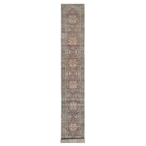2'6"x18' English Red, Plush and Lush Soft Pile, Soft Heriz Revival Wool Hand Knotted, Vegetable Dyes, XL Runner Oriental Rug FWR541218
