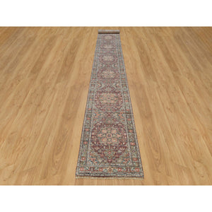 2'6"x18' English Red, Plush and Lush Soft Pile, Soft Heriz Revival Wool Hand Knotted, Vegetable Dyes, XL Runner Oriental Rug FWR541218