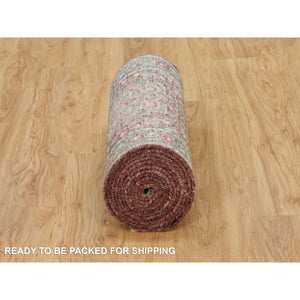 2'6"x18' English Red, Plush and Lush Soft Pile, Soft Heriz Revival Wool Hand Knotted, Vegetable Dyes, XL Runner Oriental Rug FWR541218