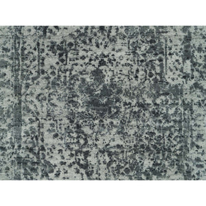 2'x3' Ice Cube Gray, Broken Persian Hand Knotted Design, Wool And Silk, Mat Oriental Rug FWR541236