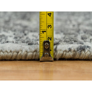 2'x3' Ice Cube Gray, Broken Persian Hand Knotted Design, Wool And Silk, Mat Oriental Rug FWR541236
