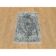 Load image into Gallery viewer, 2&#39;x3&#39; Ice Gray, Broken Hand Knotted Persian Design, Wool And Silk, Mat Oriental Rug FWR541248