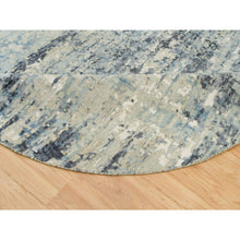 Load image into Gallery viewer, 8&#39;x8&#39; Castlerock Gray, Modern Abstract Wool And Silk Hand Knotted Mosaic Design, Vegetable Dyes, Tone On Tone Oriental Dense Weave Round Rug FWR541260