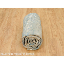 Load image into Gallery viewer, 8&#39;x8&#39; Castlerock Gray, Modern Abstract Wool And Silk Hand Knotted Mosaic Design, Vegetable Dyes, Tone On Tone Oriental Dense Weave Round Rug FWR541260