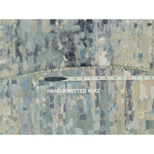 Load image into Gallery viewer, 8&#39;x8&#39; Castlerock Gray, Modern Abstract Wool And Silk Hand Knotted Mosaic Design, Vegetable Dyes, Tone On Tone Oriental Dense Weave Round Rug FWR541260