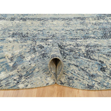 Load image into Gallery viewer, 9&#39;x9&#39; Power Gray, Wool And Silk, Tone On Tone, Hand Knotted Soft Pile, Dense Weave Modern Abstract With Mosaic Design, Round Oriental Rug FWR541272