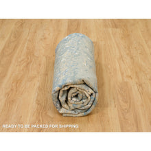 Load image into Gallery viewer, 9&#39;x9&#39; Power Gray, Wool And Silk, Tone On Tone, Hand Knotted Soft Pile, Dense Weave Modern Abstract With Mosaic Design, Round Oriental Rug FWR541272