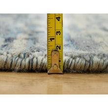 Load image into Gallery viewer, 9&#39;x9&#39; Power Gray, Wool And Silk, Tone On Tone, Hand Knotted Soft Pile, Dense Weave Modern Abstract With Mosaic Design, Round Oriental Rug FWR541272