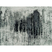 Load image into Gallery viewer, 10&#39;x10&#39; Obsidian Black With A Touch Of Feather White, Hand Knotted Abstract Design, Wool And Silk, Oriental, Round, Rug FWR541278