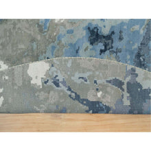 Load image into Gallery viewer, 12&#39;x12&#39; Steel Blue, Modern Abstract Galaxy Design, Hi-low Pile, Wool And Silk, Hand Knotted, Round Oriental Rug FWR541284