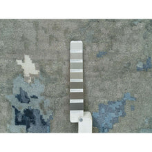 Load image into Gallery viewer, 12&#39;x12&#39; Steel Blue, Modern Abstract Galaxy Design, Hi-low Pile, Wool And Silk, Hand Knotted, Round Oriental Rug FWR541284