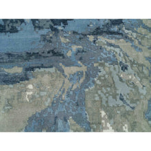 Load image into Gallery viewer, 12&#39;x12&#39; Steel Blue, Modern Abstract Galaxy Design, Hi-low Pile, Wool And Silk, Hand Knotted, Round Oriental Rug FWR541284