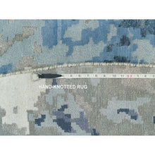 Load image into Gallery viewer, 12&#39;x12&#39; Steel Blue, Modern Abstract Galaxy Design, Hi-low Pile, Wool And Silk, Hand Knotted, Round Oriental Rug FWR541284
