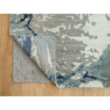 Load image into Gallery viewer, 12&#39;x15&#39;3&quot; Glaucous Blue and Thunder Gray, Wool and Silk, Abstract Galaxy Design, Hand Knotted Hi-low Pile Oriental Oversized Rug FWR541296