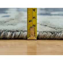 Load image into Gallery viewer, 12&#39;x15&#39;3&quot; Glaucous Blue and Thunder Gray, Wool and Silk, Abstract Galaxy Design, Hand Knotted Hi-low Pile Oriental Oversized Rug FWR541296