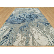 Load image into Gallery viewer, 12&#39;x18&#39;1&quot; Lapis Blue, Modern Abstract Hi-low Pile Galaxy Design, Hand Knotted, Wool And Silk, Oversized Oriental Rug FWR541302