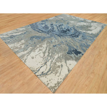 Load image into Gallery viewer, 12&#39;x18&#39;1&quot; Lapis Blue, Modern Abstract Hi-low Pile Galaxy Design, Hand Knotted, Wool And Silk, Oversized Oriental Rug FWR541302