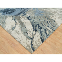 Load image into Gallery viewer, 12&#39;x18&#39;1&quot; Lapis Blue, Modern Abstract Hi-low Pile Galaxy Design, Hand Knotted, Wool And Silk, Oversized Oriental Rug FWR541302