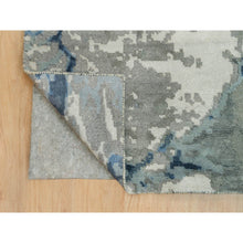 Load image into Gallery viewer, 10&#39;x14&#39;1&quot; Alaskan Blue With Storm Gray, Hi And Low Pile, Hand Knotted, Abstract Galaxy Design, Wool And Silk, Oriental Rug FWR541308