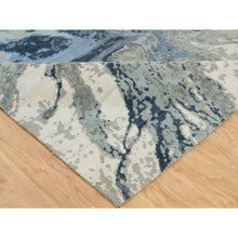 Load image into Gallery viewer, 10&#39;x14&#39;1&quot; Alaskan Blue With Storm Gray, Hi And Low Pile, Hand Knotted, Abstract Galaxy Design, Wool And Silk, Oriental Rug FWR541308