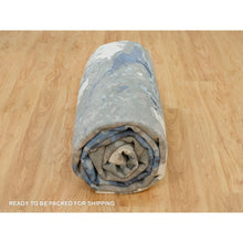 Load image into Gallery viewer, 10&#39;x14&#39;1&quot; Alaskan Blue With Storm Gray, Hi And Low Pile, Hand Knotted, Abstract Galaxy Design, Wool And Silk, Oriental Rug FWR541308