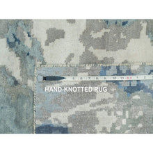 Load image into Gallery viewer, 10&#39;x14&#39;1&quot; Alaskan Blue With Storm Gray, Hi And Low Pile, Hand Knotted, Abstract Galaxy Design, Wool And Silk, Oriental Rug FWR541308