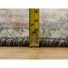 Load image into Gallery viewer, 10&#39;x10&#39; Chocolate Chip Brown, Striae Pattern Hand Knotted Persian Scrolls Leaf and Flower Design, Textured Wool and Silk, Oriental Square Rug FWR541326