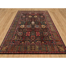 Load image into Gallery viewer, 9&#39;1&quot;x12&#39; Obsidian Black with Ecru Brown, Tabriz Wool and Silk Vase Design, Fine Hand Knotted Oriental Rug FWR541338