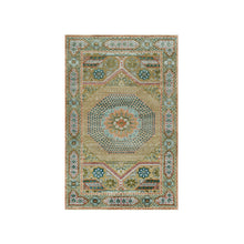 Load image into Gallery viewer, 3&#39;1&quot;x5&#39; Travertine Brown, Hand Knotted Textured Wool and Silk, Mamluk Geometric Medallions Design, Oriental Rug FWR541344