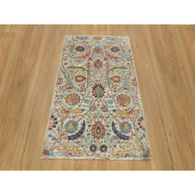 Load image into Gallery viewer, 3&#39;x5&#39; Lenox Tan, Sickle Leaf Design, Textured Wool And Silk Hand Knotted Oriental Rug FWR541350