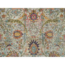 Load image into Gallery viewer, 3&#39;x5&#39; Lenox Tan, Sickle Leaf Design, Textured Wool and Silk Hand Knotted Oriental Rug FWR541350