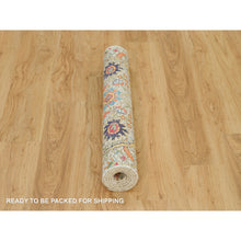 Load image into Gallery viewer, 3&#39;x5&#39; Lenox Tan, Sickle Leaf Design, Textured Wool And Silk Hand Knotted Oriental Rug FWR541350