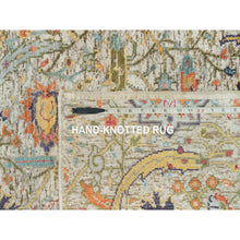 Load image into Gallery viewer, 3&#39;x5&#39; Lenox Tan, Sickle Leaf Design, Textured Wool And Silk Hand Knotted Oriental Rug FWR541350